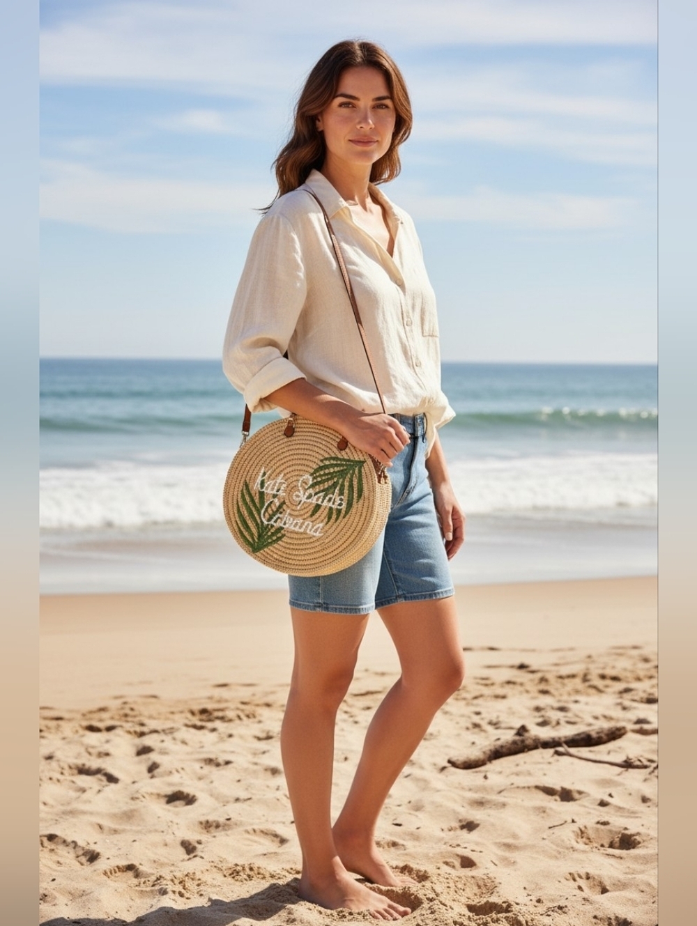 NWT NEW Kate Spade Sunkiss Cabana Straw Medium Tote PURSE